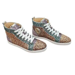 Christian Louboutin Bip Bip Orlato Size 40.5 US 10.5 Glitter High Top Sneakers